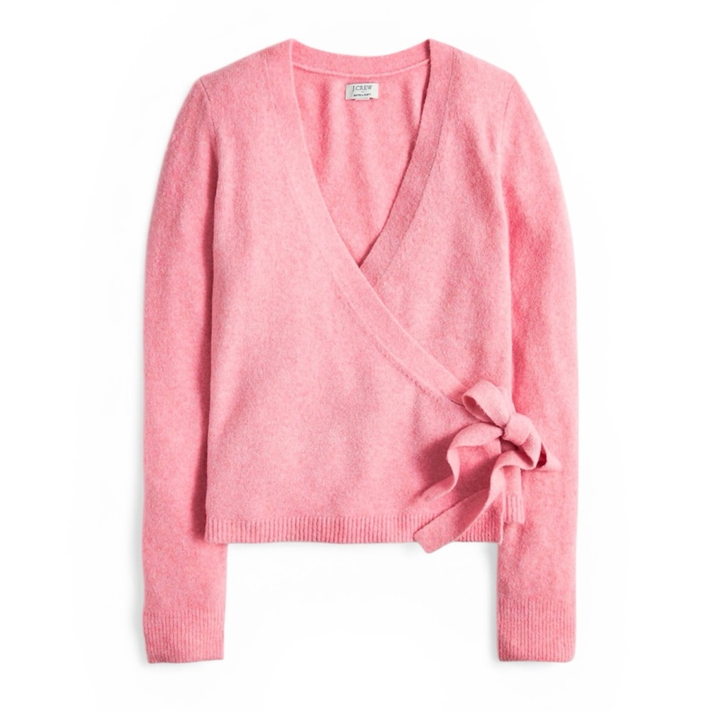 J. Crew pink wrap sweater in extra-soft yarn 2X